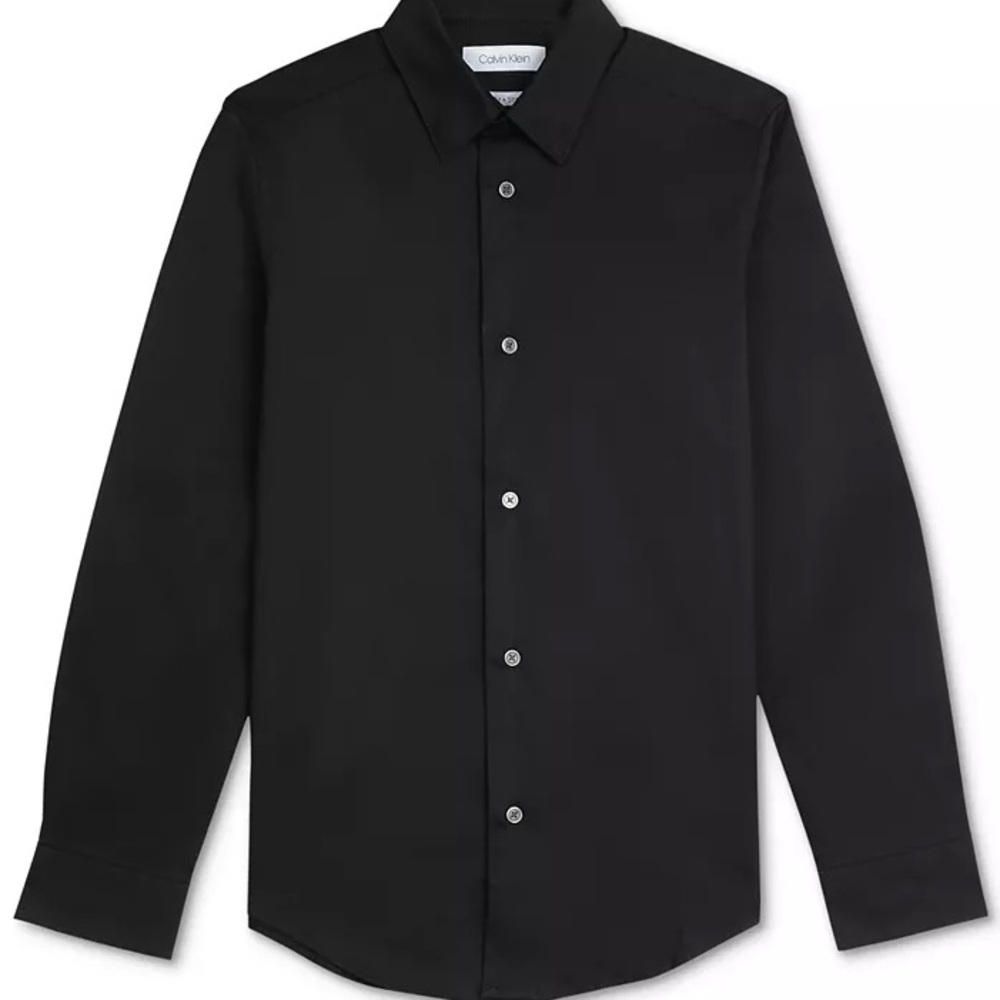 Calvin Klein Big Boys Slim Fit Solid Stretch Poplin Shirt